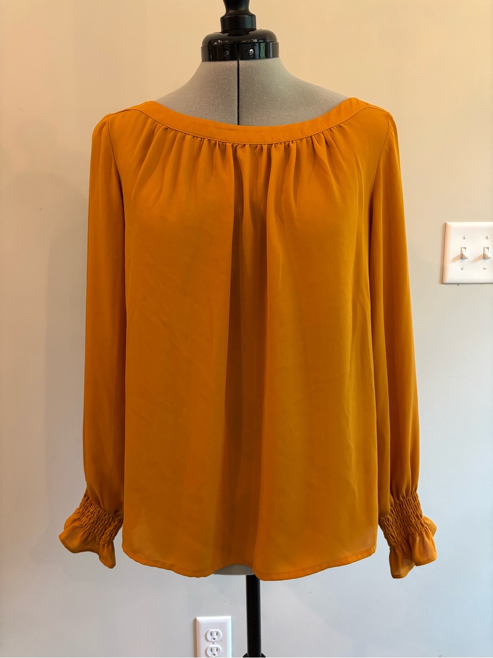 LOFT Mustard Off-Shoulder Long-Sleeve Blouse 0276